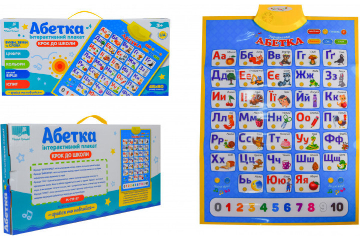 Детский интерактивный плакат "Абетка" PL-719-57 на укр. языке