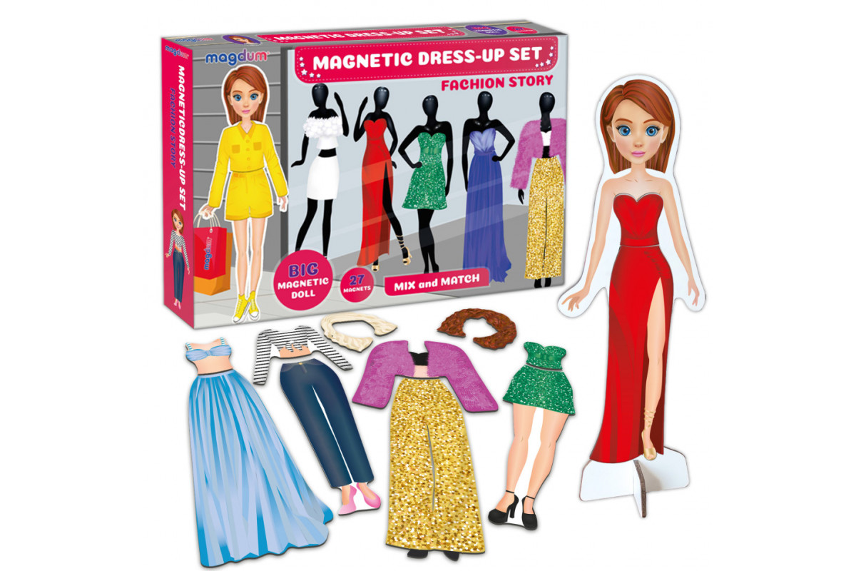 Настільна магнітна гра "Fashion story" ML4032-08 EN магнітна лялька, 27 магнітів