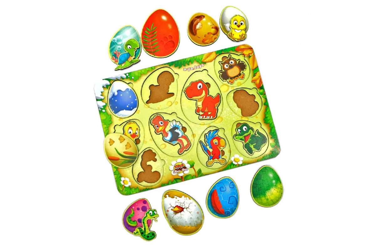Настольная развивающая игра "Кто в яйце?" Ubumblebees (ПСФ040) PSF040 сортер-вкладыш