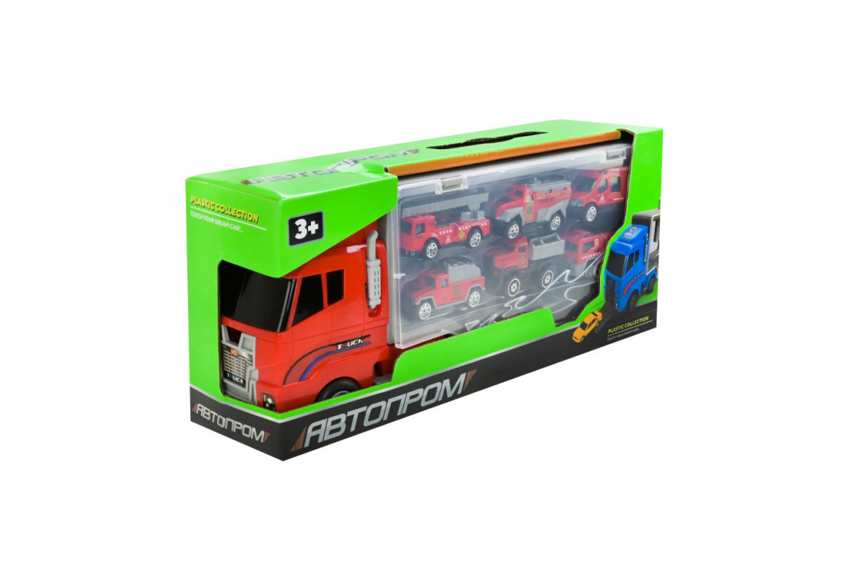 Детский трейлер с машинками PS006-2, 6 машинок