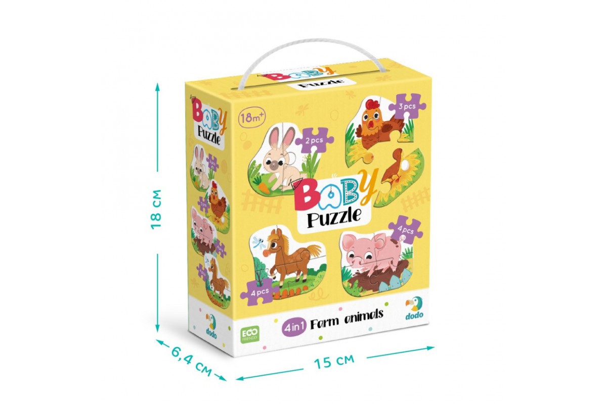 Дитячий пазл 4 в 1 "Baby puzzle. Сільські тварини" 300686 набір 4 в 1