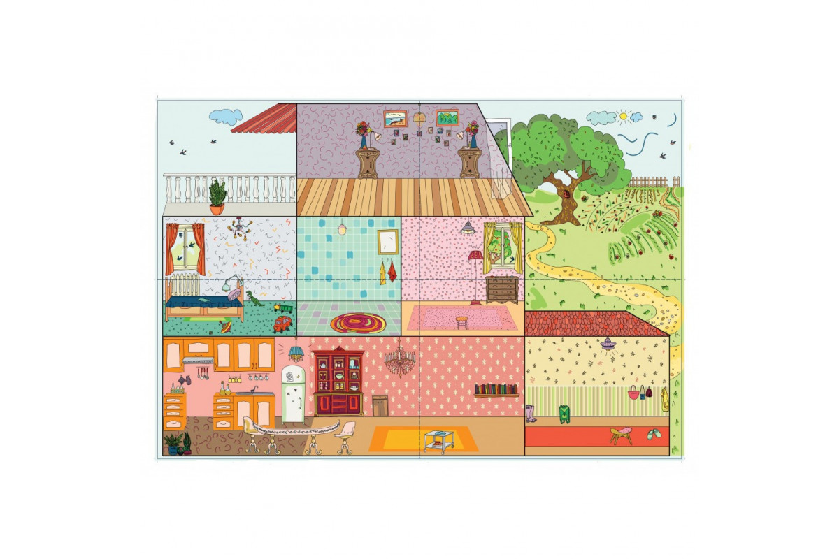 Детская игра с многоразовыми наклейками "Кукольный домик" KP-003 на укр. языке