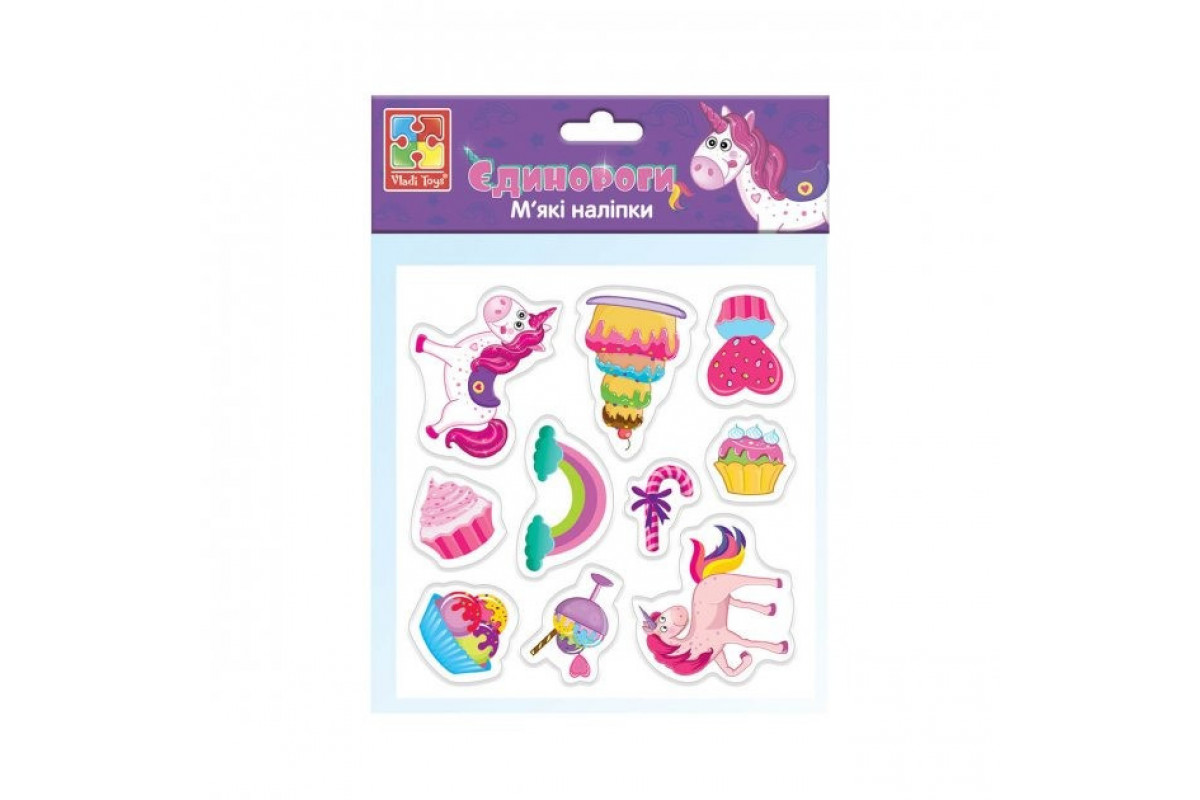 Набор мягких наклеек "Единороги" Vladi Toys VT4210-04 (укр)