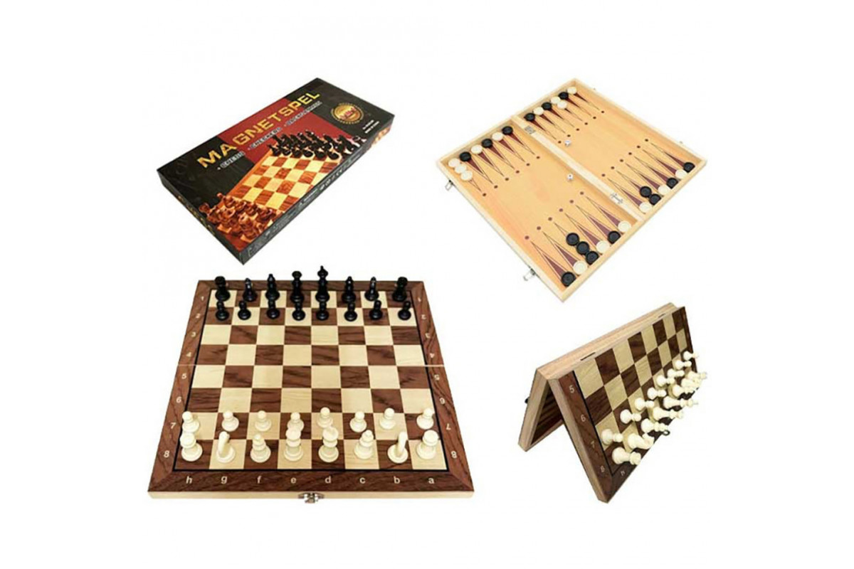 Набір настільних ігор "Шахи, нарди, шашки 3 в 1" W2801M