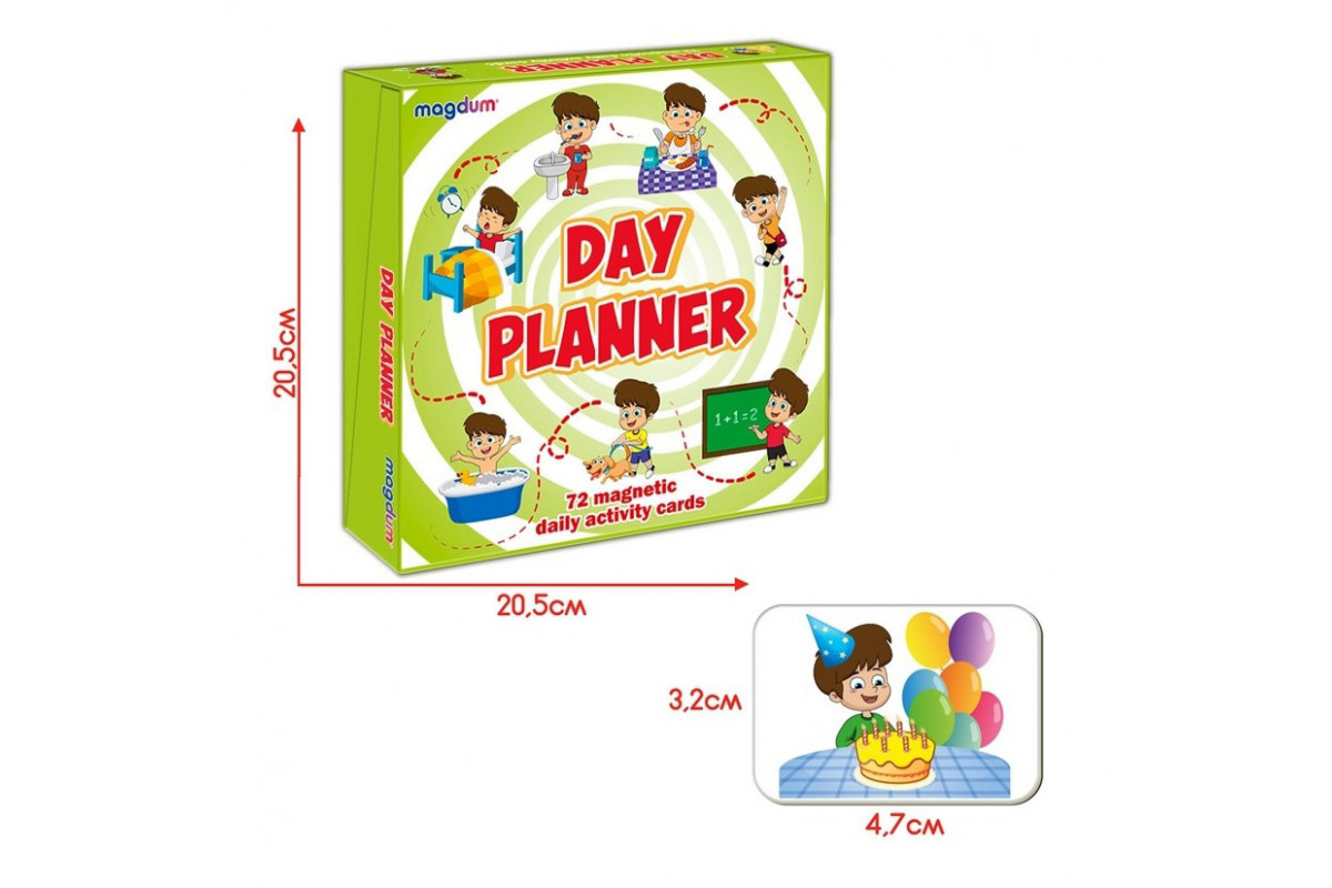 Дитячий розвиваючий набір магнітів "Розпорядок дня" ML4032-03, 72 магнітні фігурки