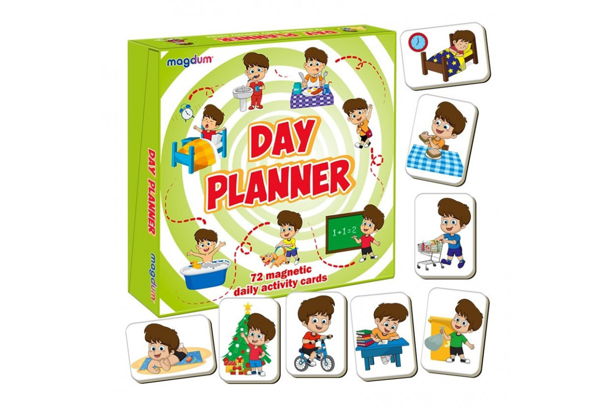 Дитячий розвиваючий набір магнітів "Розпорядок дня" ML4032-03, 72 магнітні фігурки