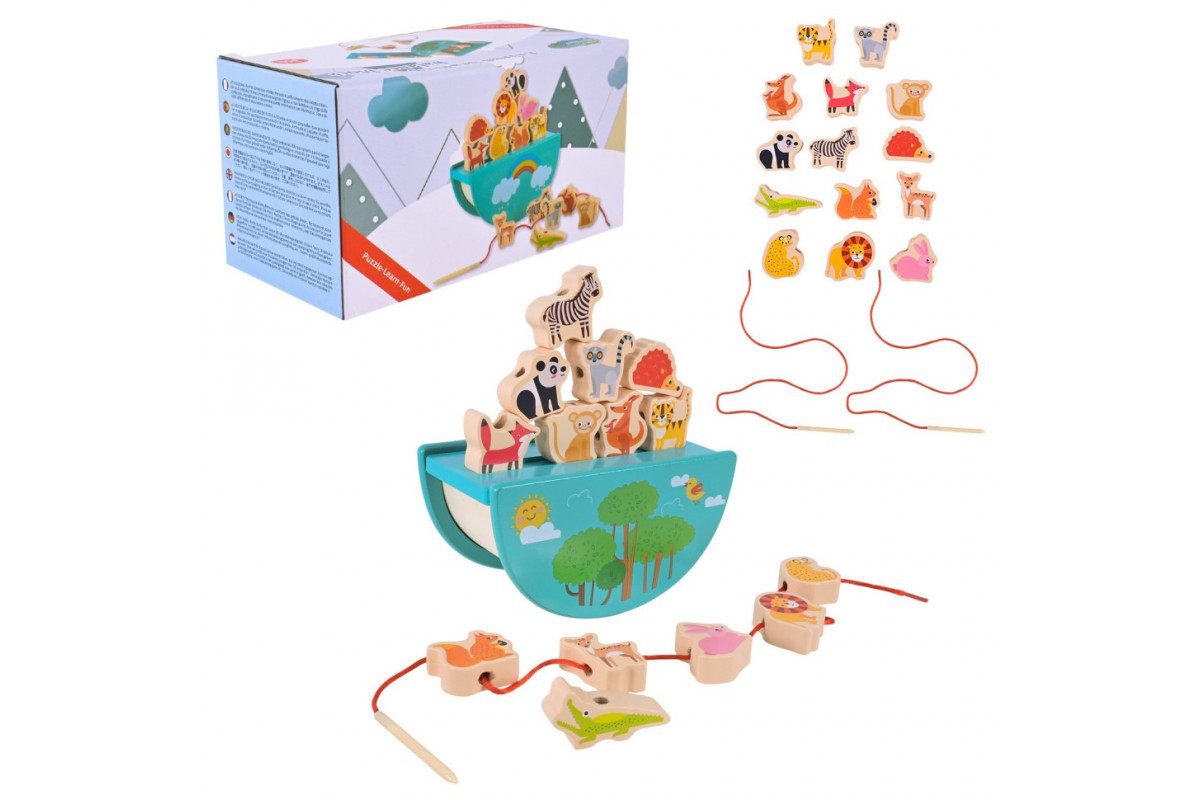 Деревянная игрушка Балансир-шнуровка 2 в 1 C9406