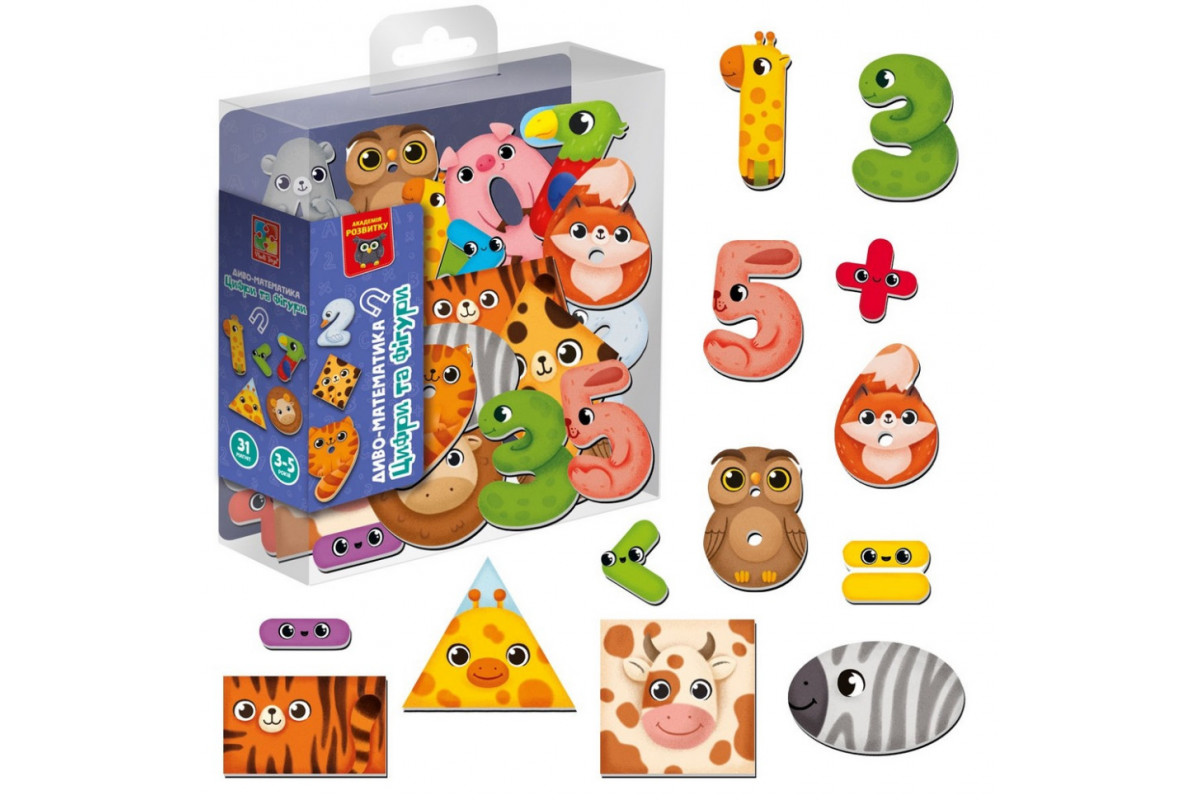 Детская развивающая магнитная игра "Чудо-математика. Цифры и фигуры" VT5411-19 31 магнит