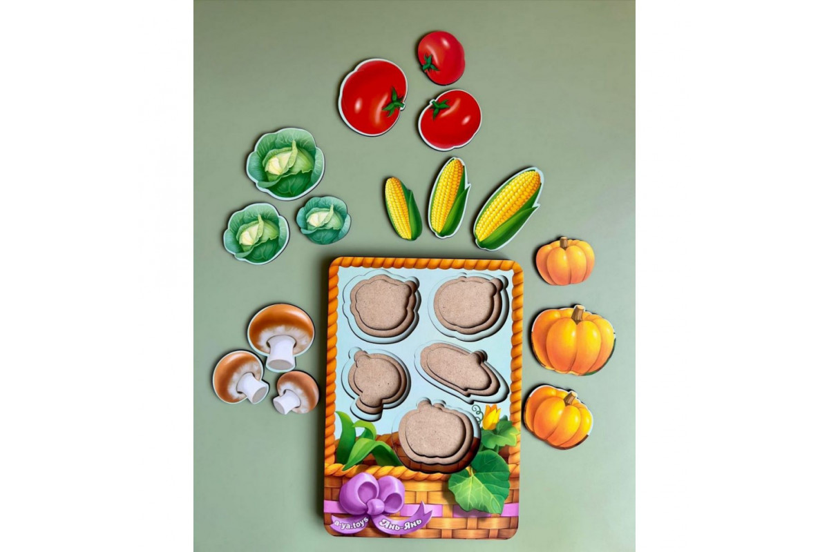 Настольная развивающая игра "Корзина с овощами-2" Ubumblebees (ПСФ043) PSF043 сортер-вкладыш