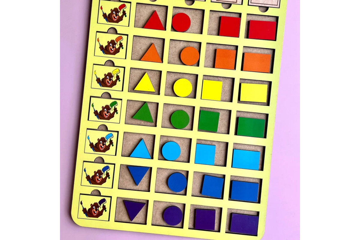 Деревянный пазл-вкладыш "Бобры-маляры – 2" Ubumblebees (ПСД104) PSD104 геометрические фигуры