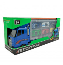 Детский трейлер с машинками PS006-1, 6 машинок