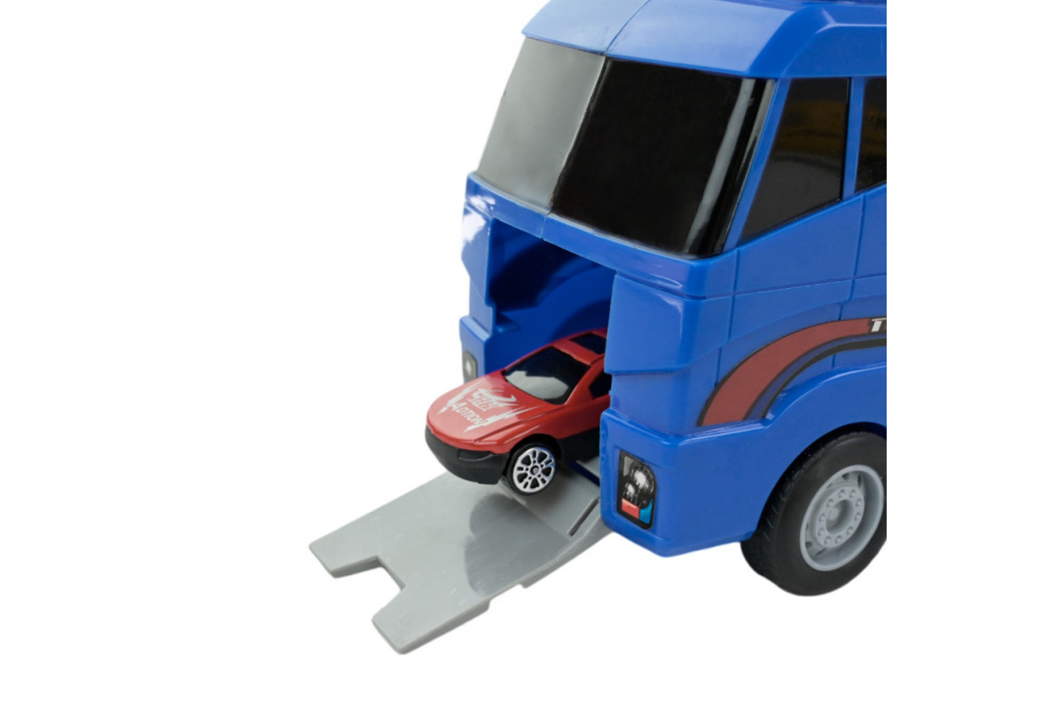 Детский трейлер с машинками PS006-1, 6 машинок