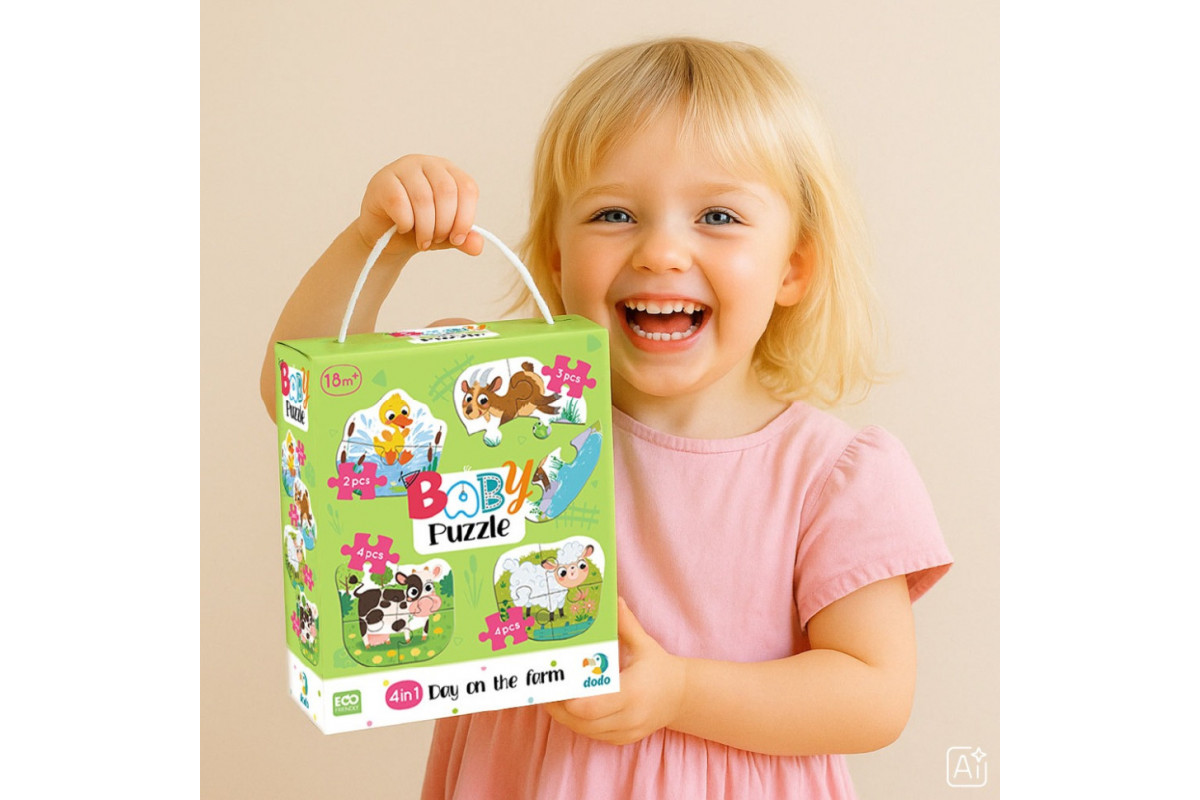 Дитячий пазл 4 в 1 "Baby puzzle. День на фермі" 300687 набір 4 в 1