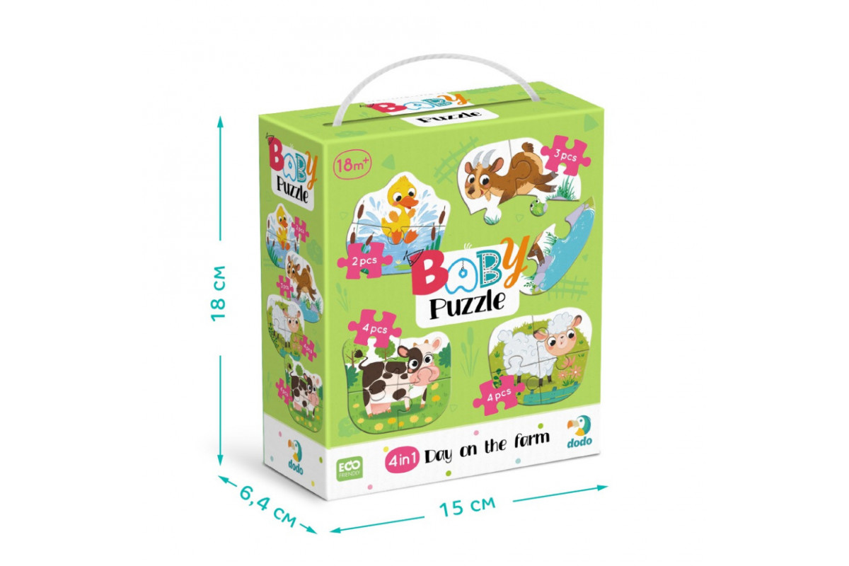 Дитячий пазл 4 в 1 "Baby puzzle. День на фермі" 300687 набір 4 в 1
