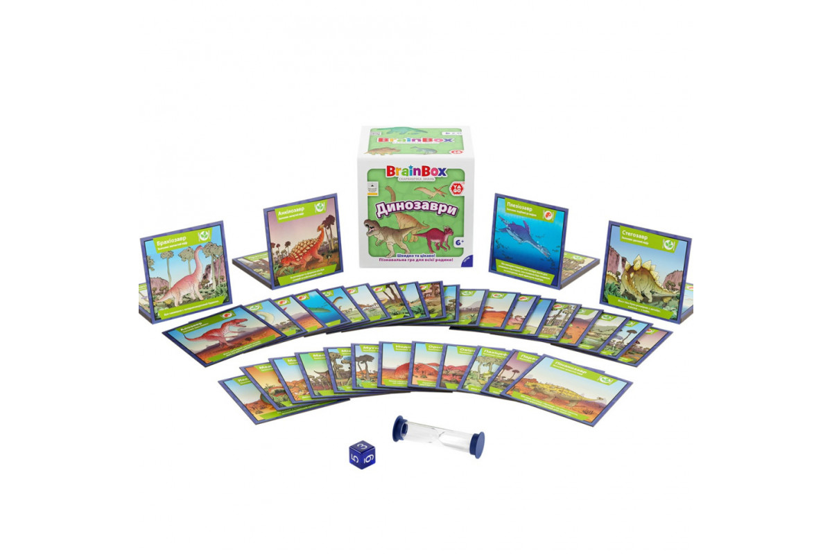 Карткова гра Brainbox "Динозаври" Yago BZZBRDI02UA 55 карток 1 гральний кубик