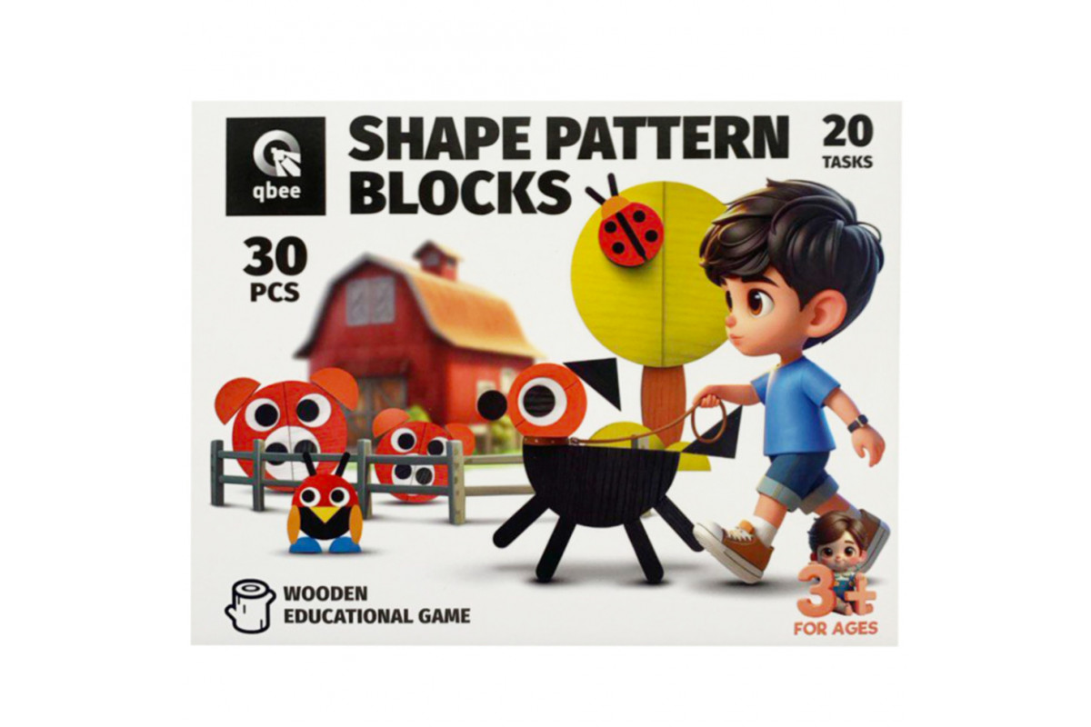 Развивающая деревянная игра "Фигурная мозаика" QB700-005, 30 элементов