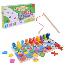 Деревянная игрушка Центр развивающий C9426 вкладыши, пирамидки, рыбалка