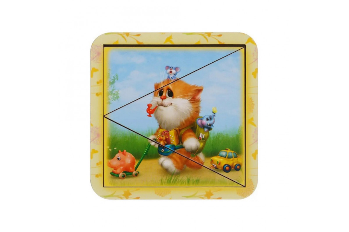 Деревянный пазл-вкладыш "Котик-1" Ubumblebees (ПСД112) PSD112 разрезной