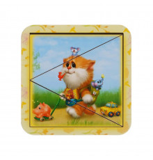 Деревянный пазл-вкладыш "Котик-1" Ubumblebees (ПСД112) PSD112 разрезной