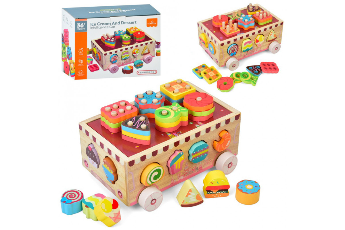 Деревянная игрушка Центр развивающий MD 0893 сортер, фигурки сладости