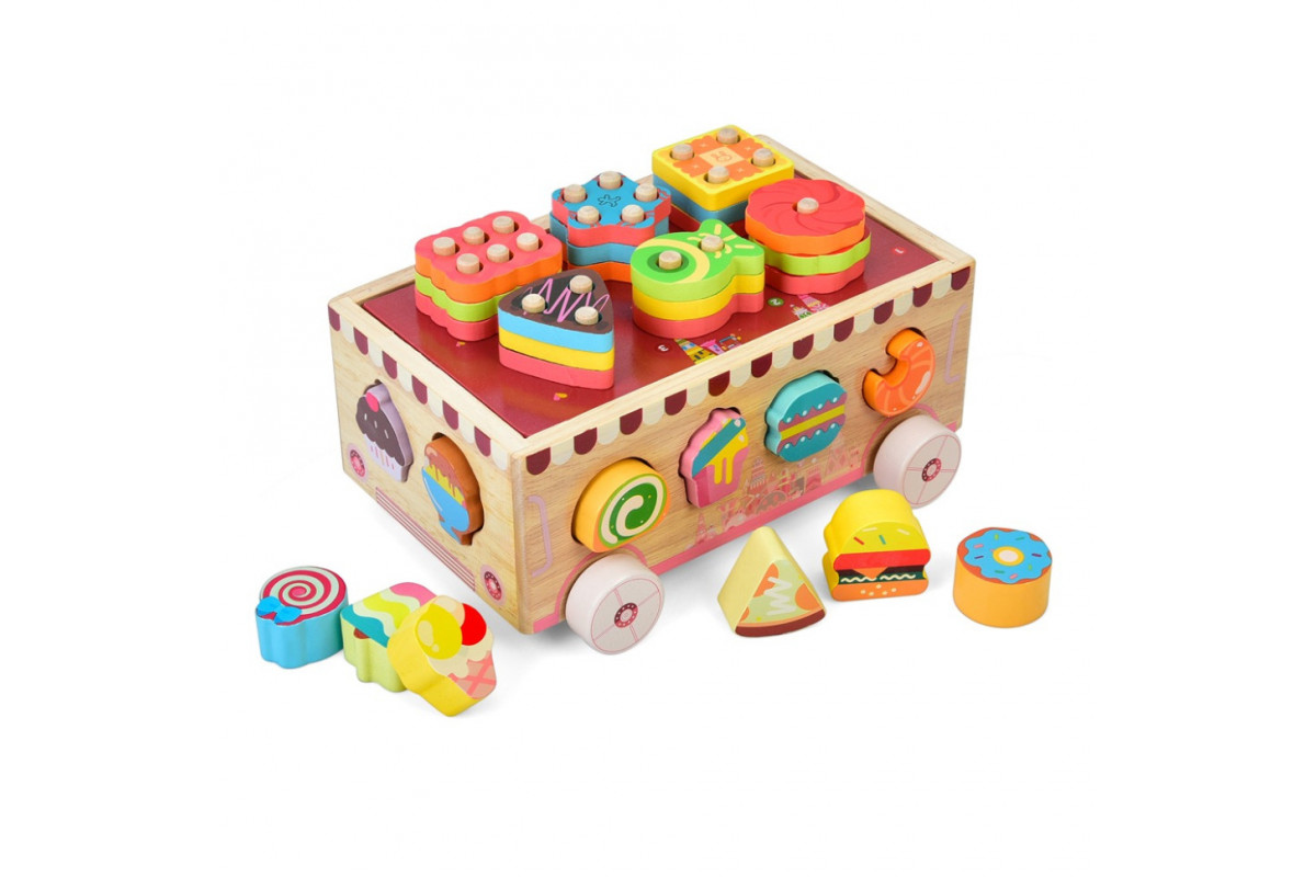 Деревянная игрушка Центр развивающий MD 0893 сортер, фигурки сладости