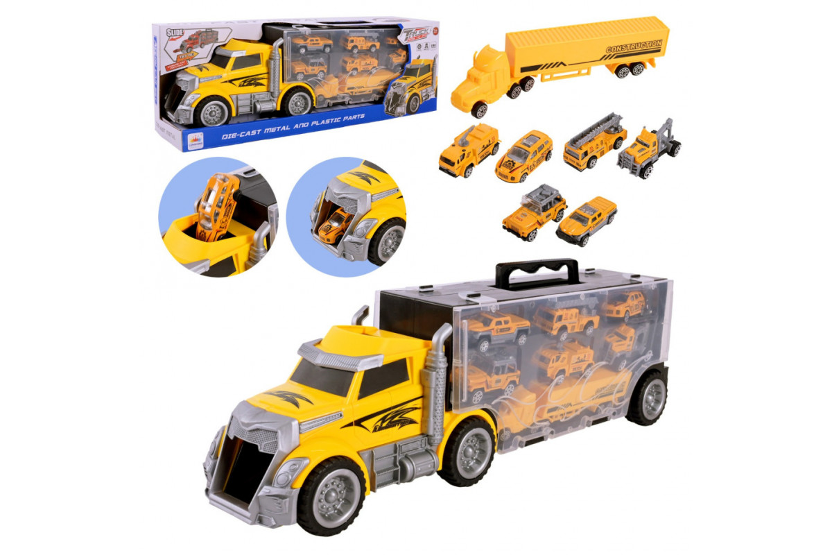 Детский трейлер с машинками LH638, 6 машинок