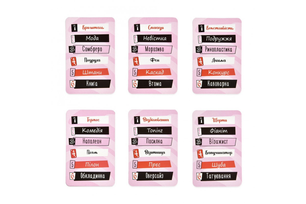 Карточная игра "Девичьи объяснения" 30542, 110 карточек