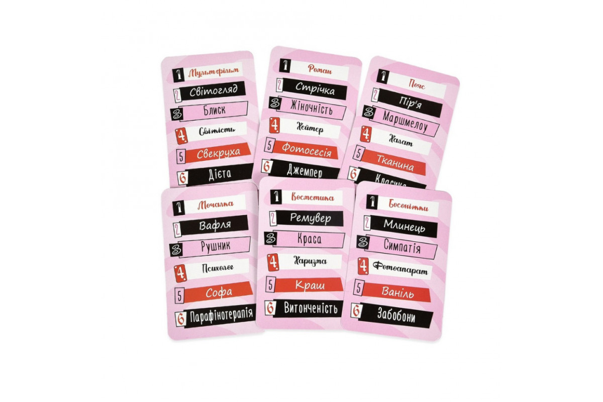 Карточная игра "Девичьи объяснения" 30542, 110 карточек