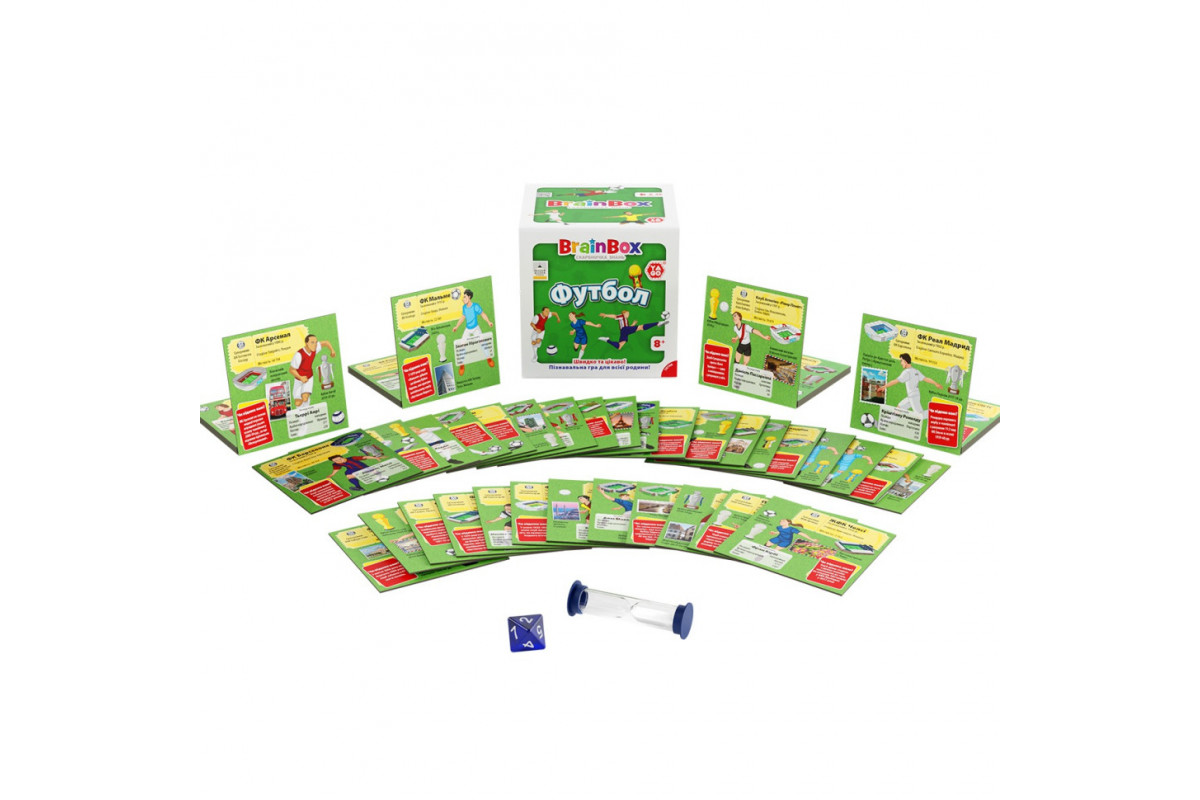 Карточная игра Brainbox "Футбол" Yago BZZBRFB02UA 55 карточек 1 игральный кубик