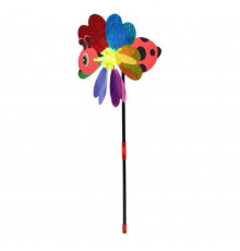 Детский ветрячок "Божья коровка" MR 1353-5 цветок диаметром 20,5 см, палочка 38 см