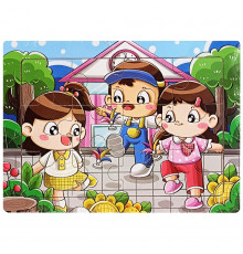 Детский деревянный пазл-вкладыш "Веселая игра" MD 1343-17, 12 элементов 15 х 11 х 0,4 см