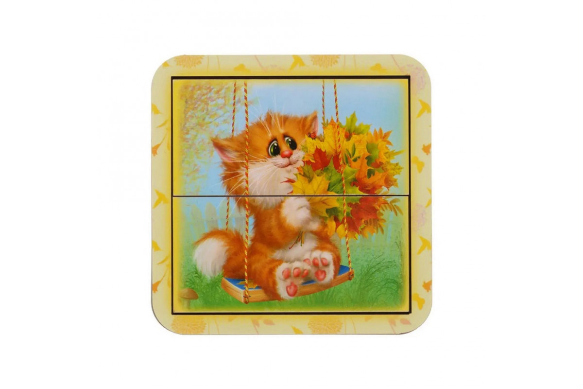 Деревянный пазл-вкладыш "Котик-2" Ubumblebees (ПСД113) PSD113 разрезной