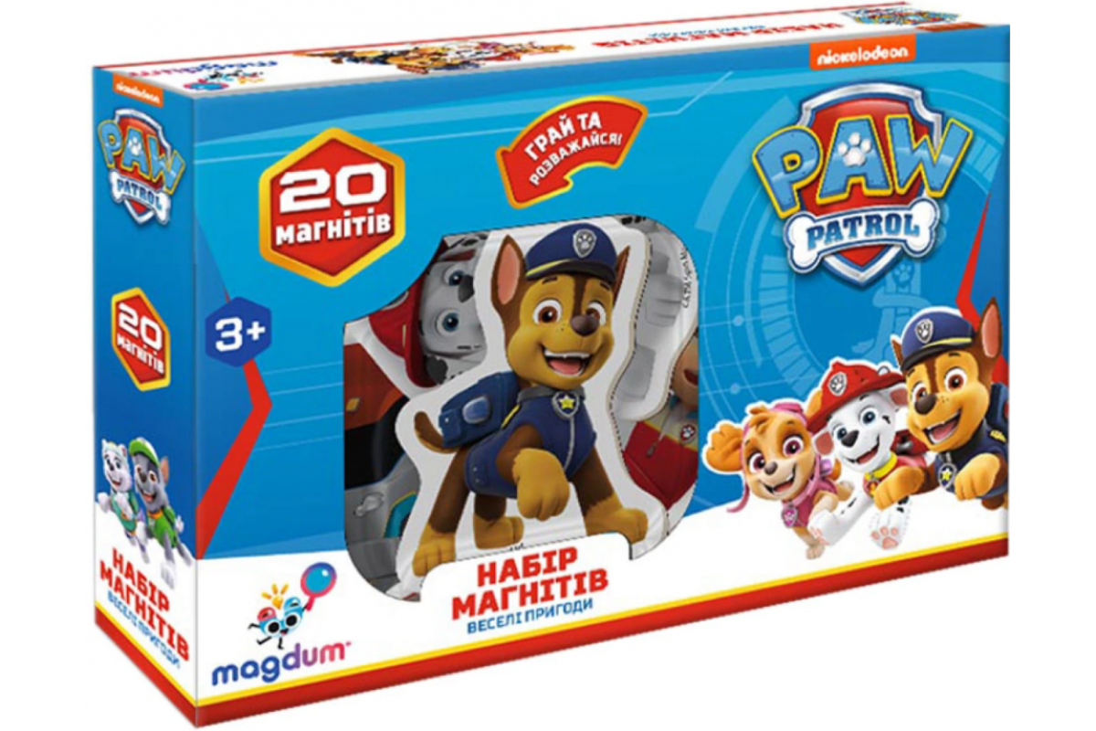 Дитячий набір магнітів Щенячий патруль "Веселі пригоди" Magdum ML4034-01 20 шт