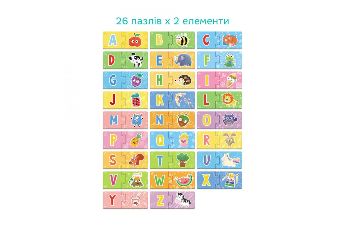 Навчальна гра-пазл "Англійська абетка" DoDo 301226, 52 ел
