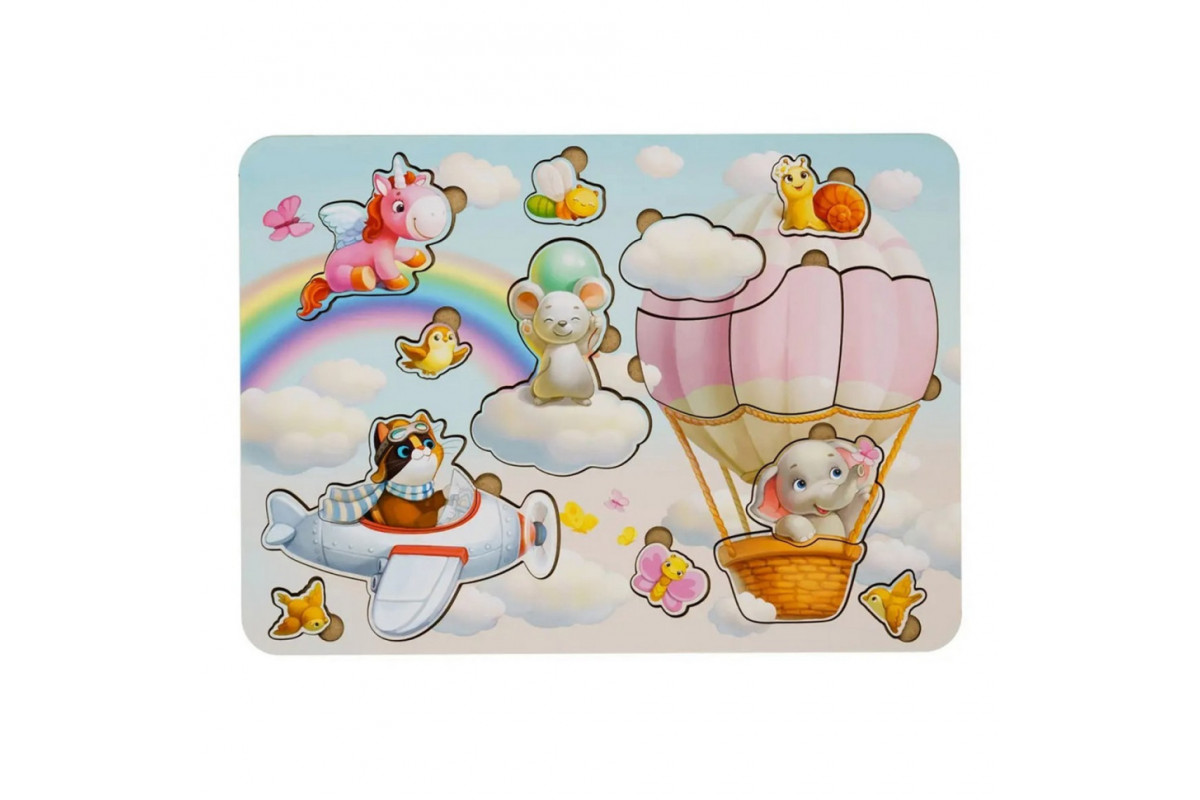 Деревянный пазл-вкладыш "Звери" Ubumblebees (ПСФ047) PSF047, 15 элементов