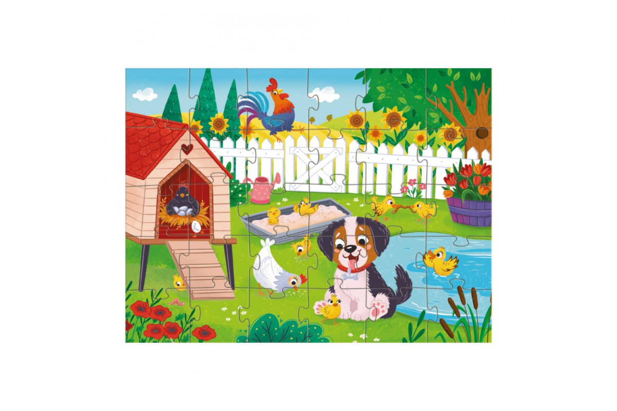 Детский пазл "Щенок и цыплята" 300681, 30 элементов