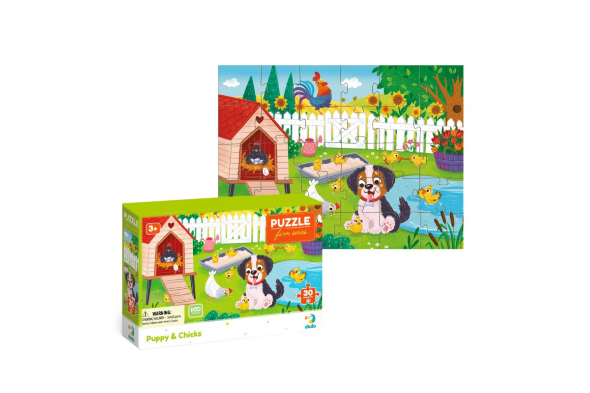 Детский пазл "Щенок и цыплята" 300681, 30 элементов
