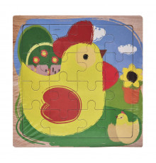 Дерев'яний пазл-вкладиш Курочка з курчам 73260-9, 16 деталей