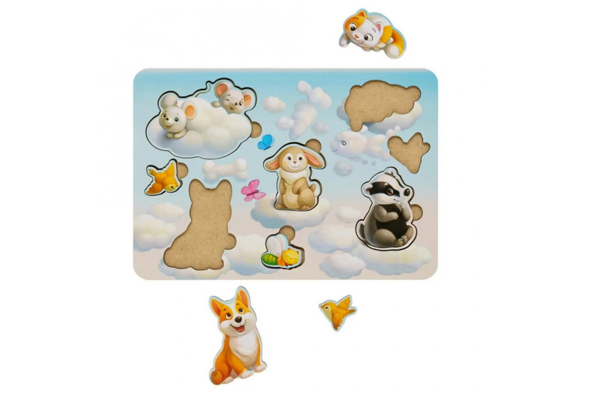 Дерев'яний пазл-вкладиш "Звірі-1" Ubumblebees (ПСФ048) PSF048, 8 елементів