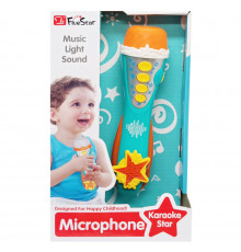 Детский игрушечный микрофон 34564AB(Turquoise) звук, музыка, регулятор громкости