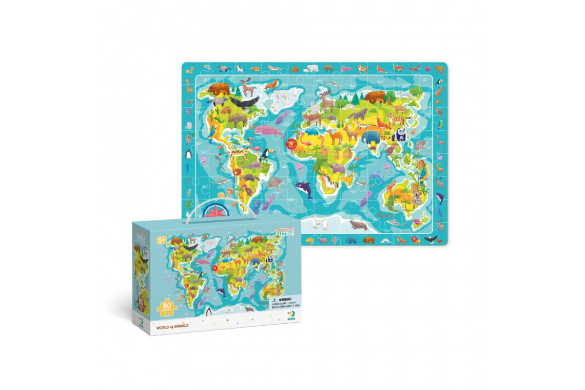 Детский пазл Мир животных DoDo 300133, 80 элементов