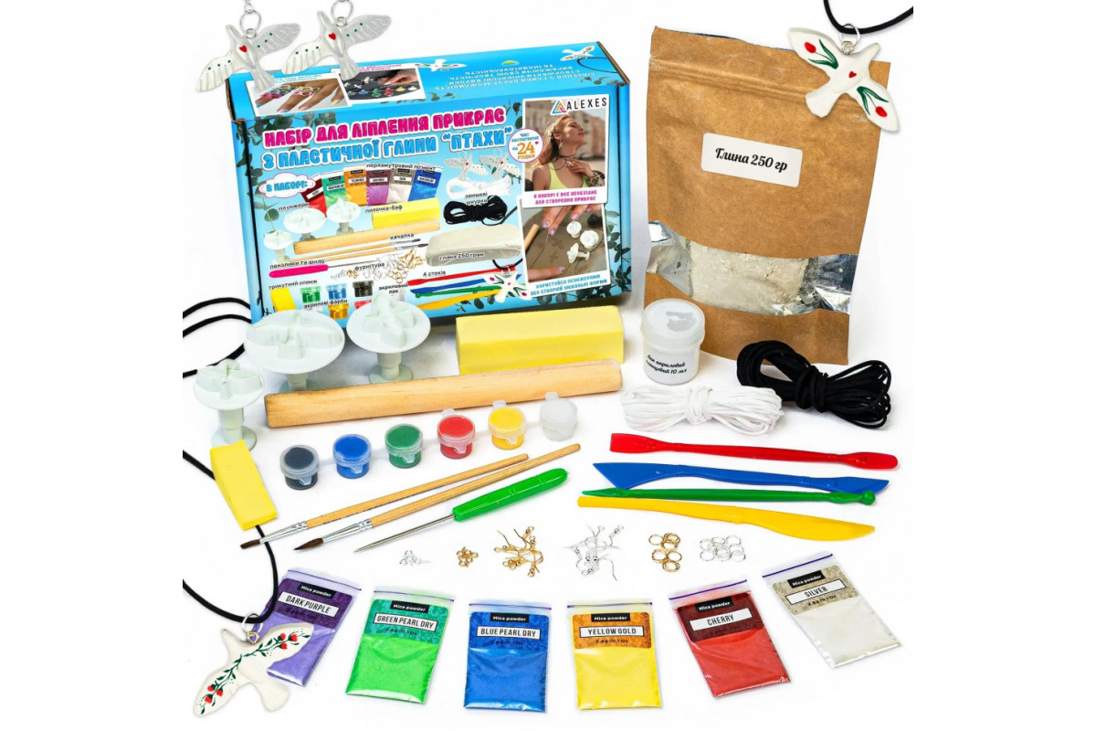 Великий набір для створення прикрас "Птахи" GL-008 з пластичної глини