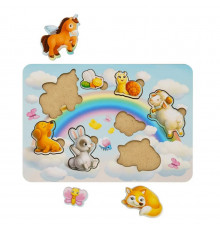 Деревянный пазл-вкладыш "Звери-2" Ubumblebees (ПСФ049) PSF049, 8 элементов