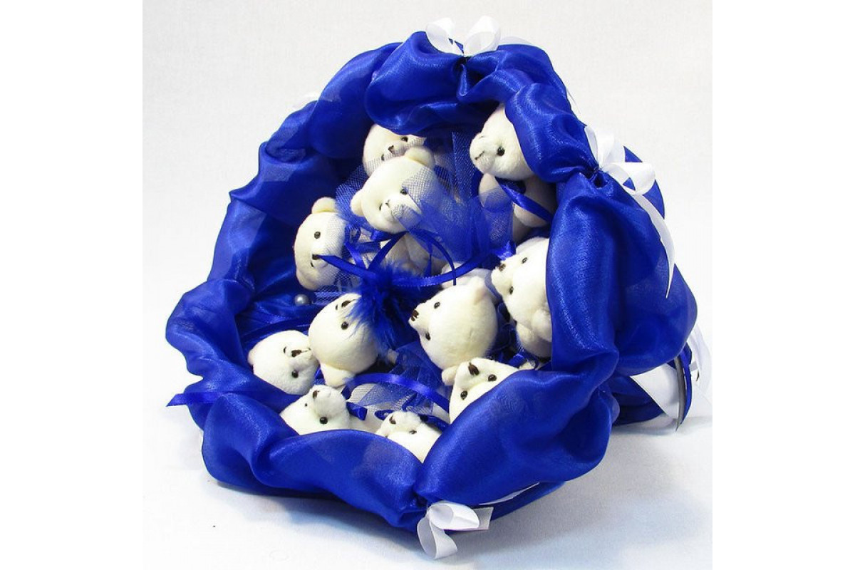 Букет из мягких игрушек 11 мишек 5282IT синий