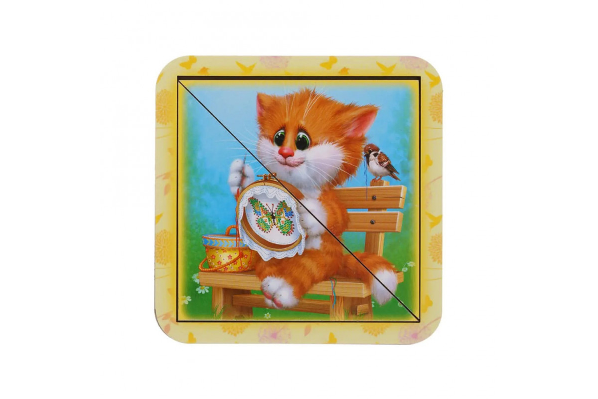Деревянный пазл-вкладыш "Котик - 5" Ubumblebees (ПСД116) PSD116 разрезной