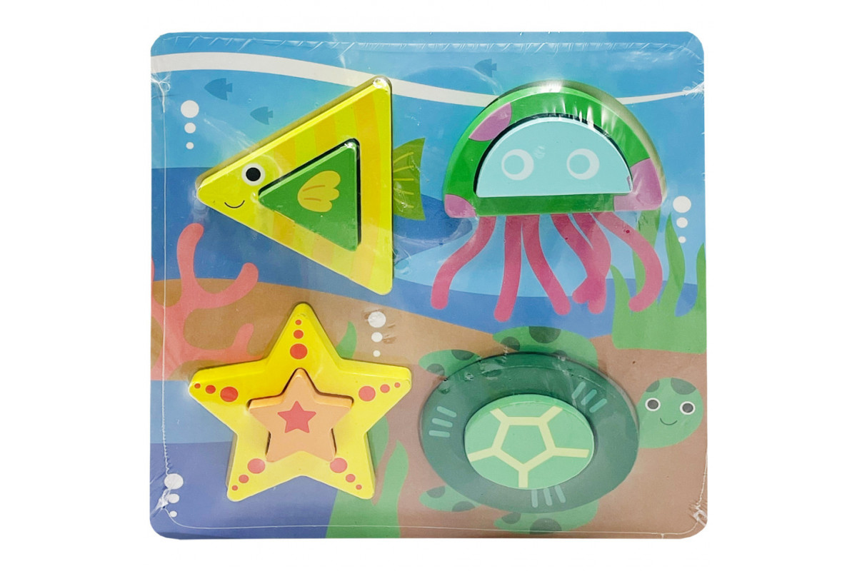 Дитячий дерев'яний пазл-вкладиш 3D "Морскі Тварини" C15057-5