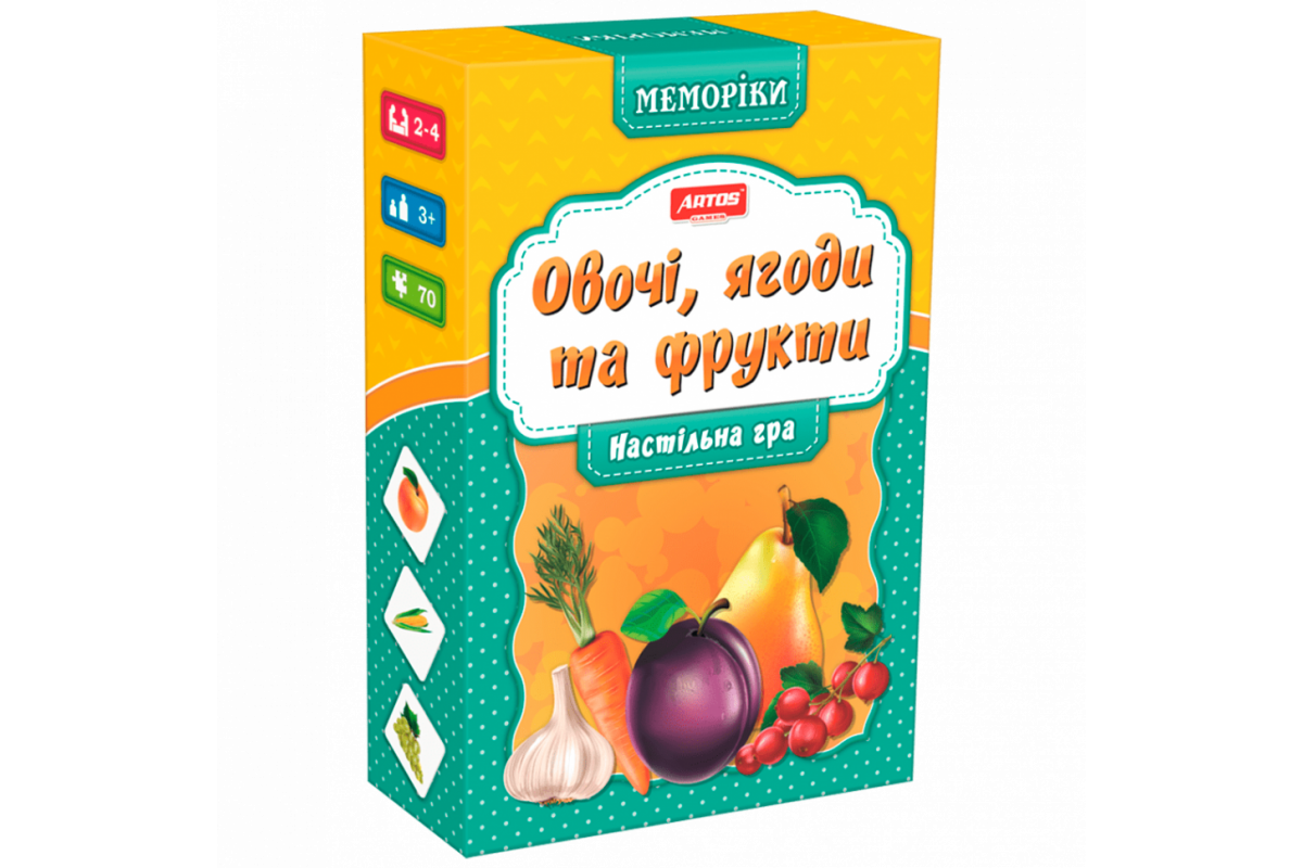 Детская настольная игра "Овощи и фрукты (Мемо)" 0659, 35 парных картинок