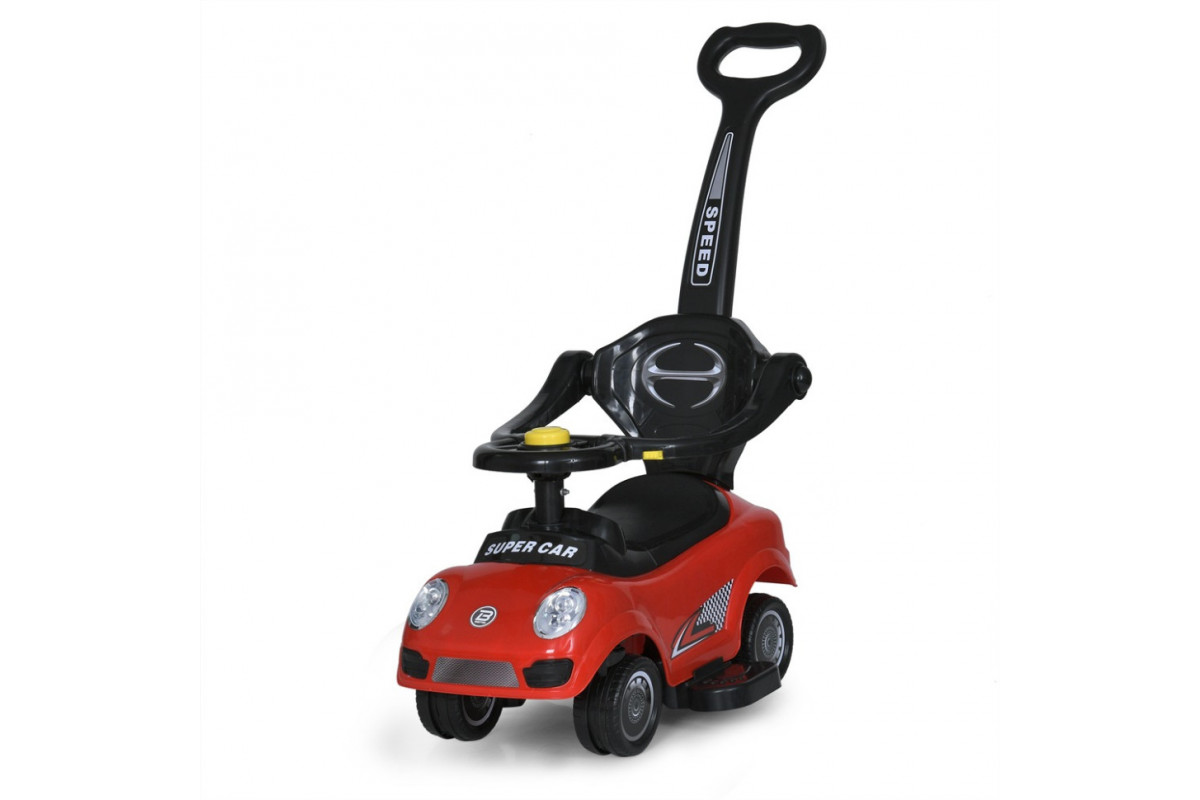 Детская каталка-толокар M 5784-3 красный, c родительской ручкой