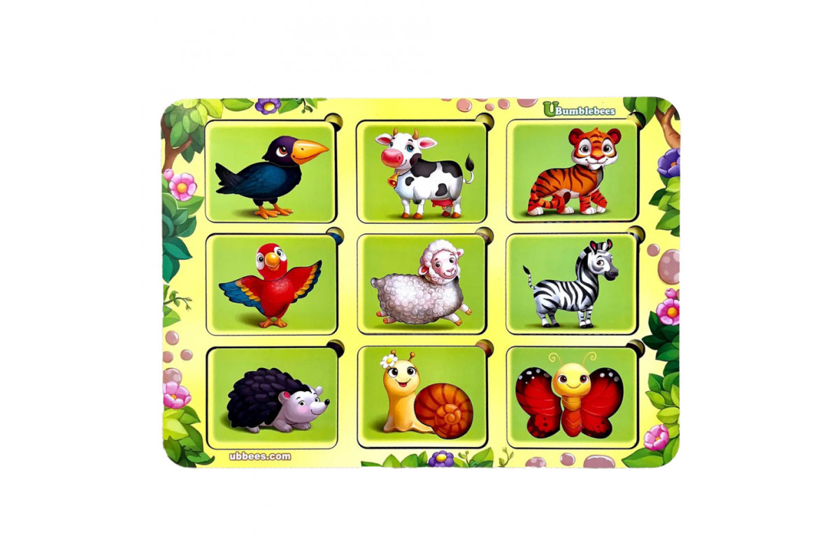 Деревянный пазл-вкладыш "Где чей узор?" Ubumblebees (ПСФ052) PSF052 сортер-трафарет