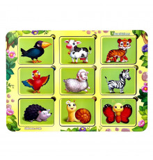 Деревянный пазл-вкладыш "Где чей узор?" Ubumblebees (ПСФ052) PSF052 сортер-трафарет